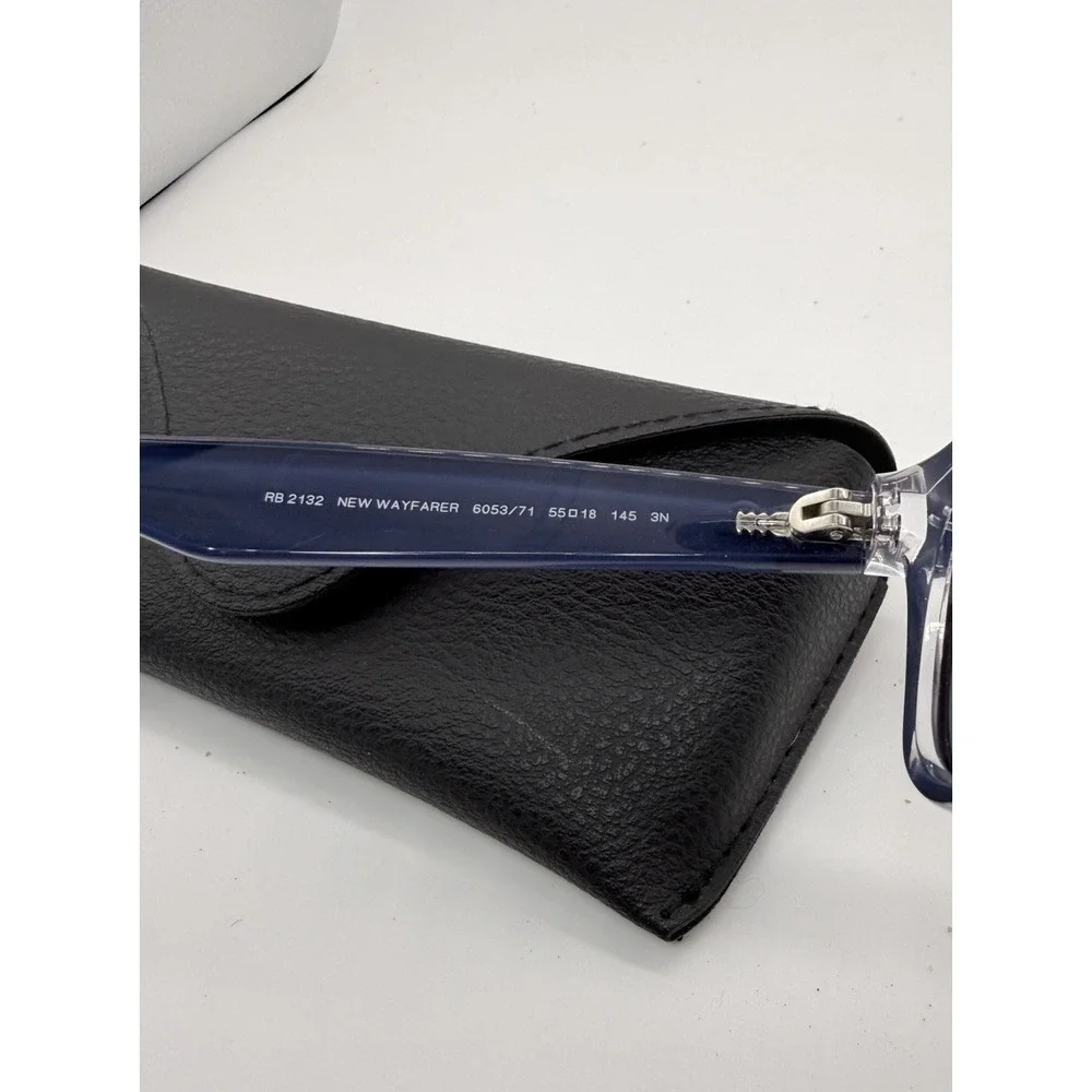 Ray-Ban RB2132 New Wayfarer Rx Sunglass Frames Blue Clear 55-18 145 Italy W/Case